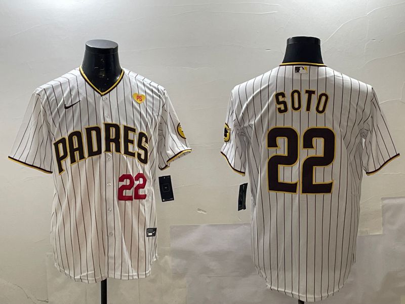 Men San Diego Padres #22 Soto White Stripe Game 2025 Nike MLB Jersey style 7->san diego padres->MLB Jersey